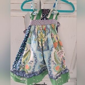 Matilda Jane Patchwork Ruffles Floral Toddler Summer/ Spring Dress 2T Tie Back